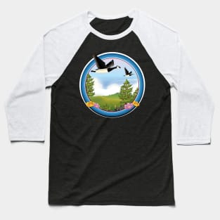 Cute cartoon landscape logo Baseball T-Shirt